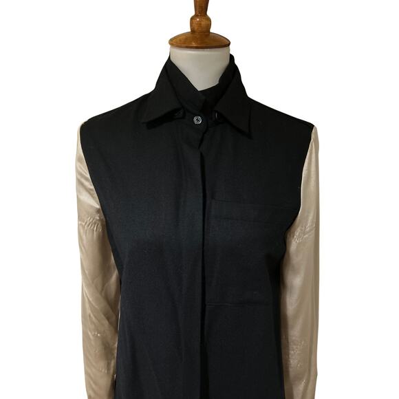 Derek Lam 10 Crosby Wool & Silk Two-Tone Shirt Dress – Detachable Collar, Size 4 - Picture 2 of 8